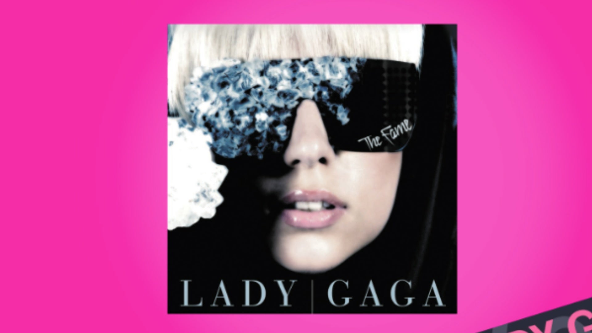 fortnite festival season two lady gaga poker face album cover on pink background