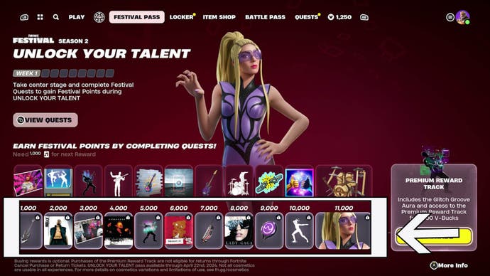 fortnite festival unlock your talent premium reward track