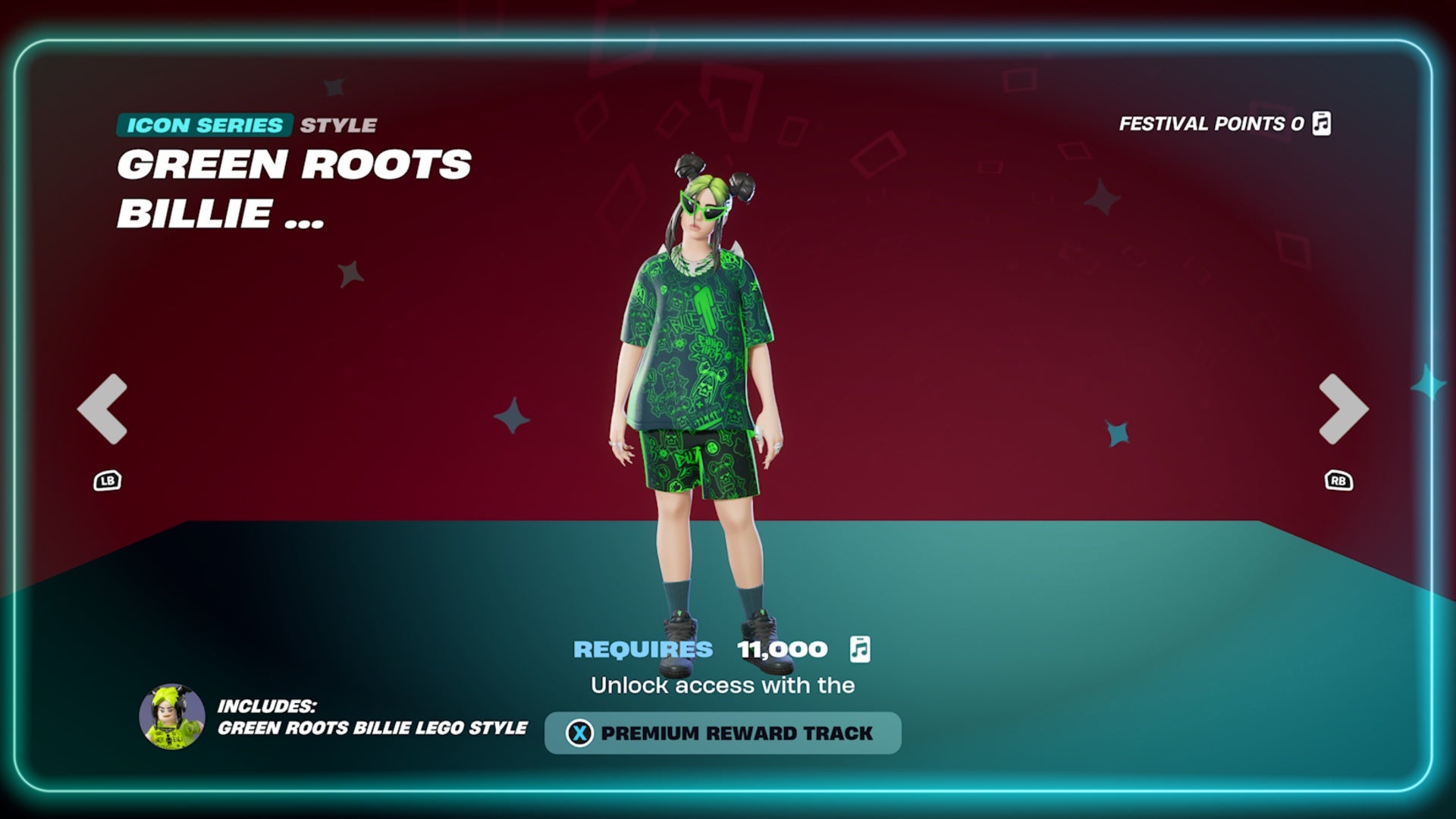 fortnite green roots billie style reward premium track