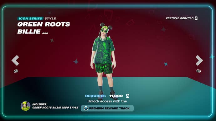 fortnite green roots billie style reward premium track