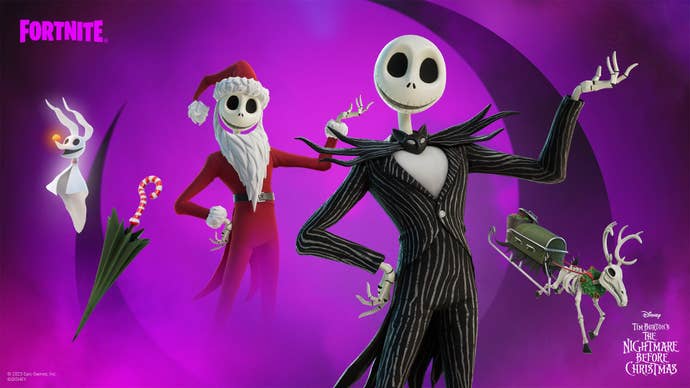 Fortnite artwork showing Jack Skellington’s in-game character model.