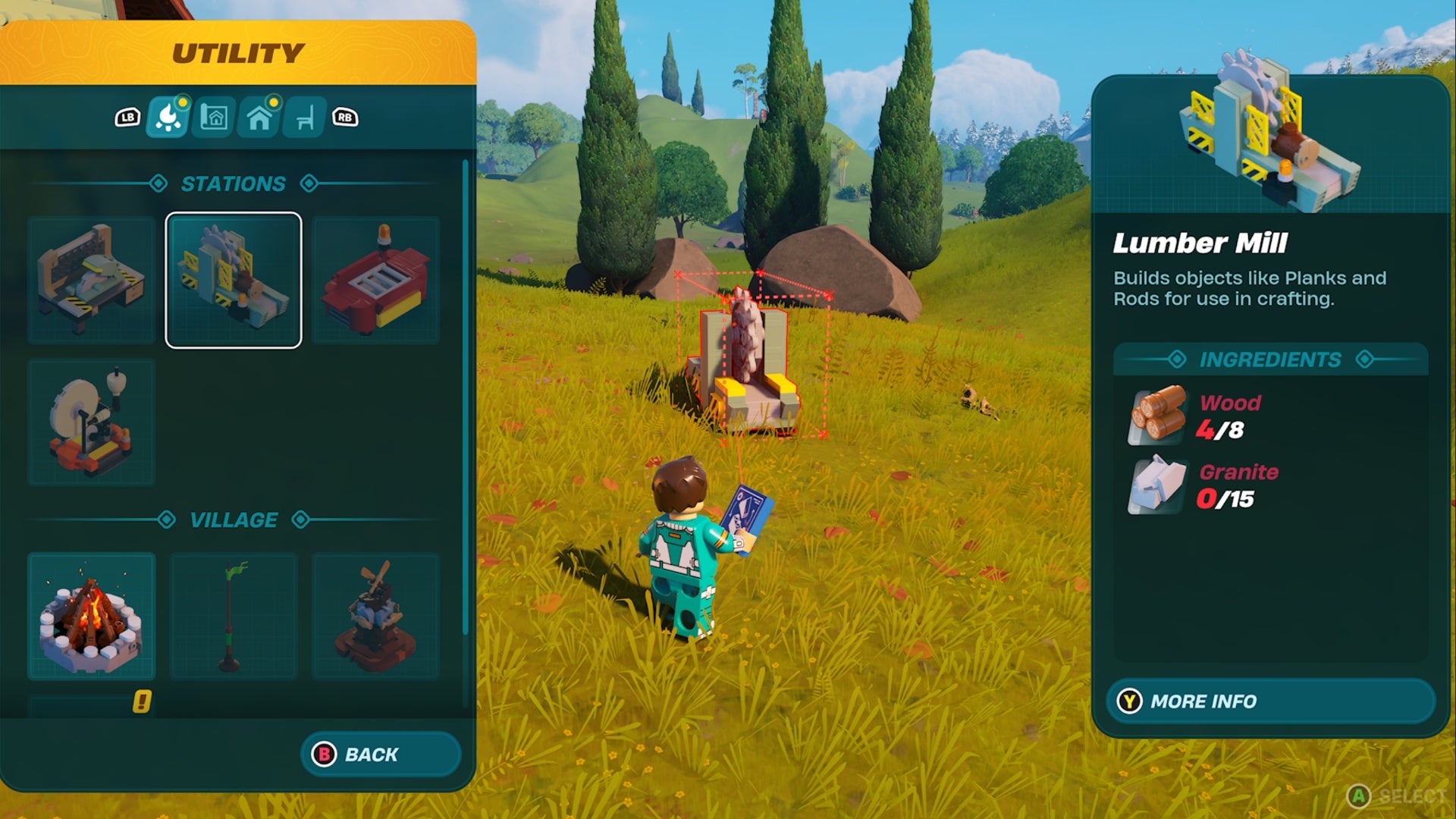 fortnite lego build lumber mill utility menu