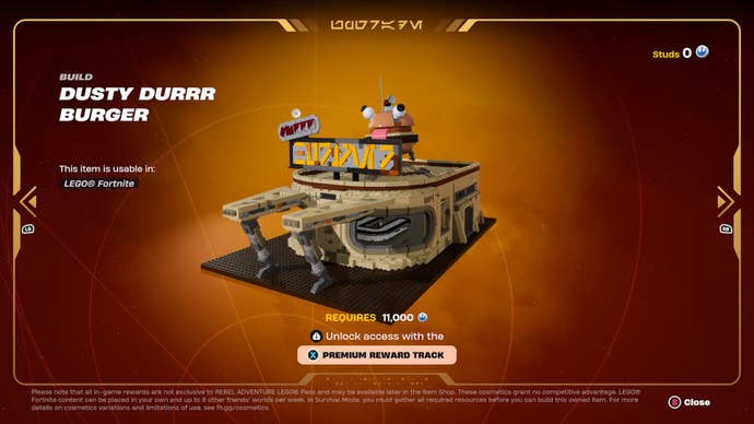 fortnite lego rebel pass dusty durrr burger reward