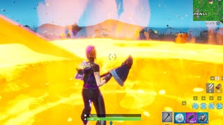 Fortnite: Touch a giant glowing cube, enter the rift above Loot Lake and search a landing pod within a meteor