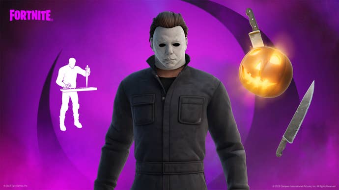 Fortnite artwork showing Michael Meyers from Halloween’s in-game character model.
