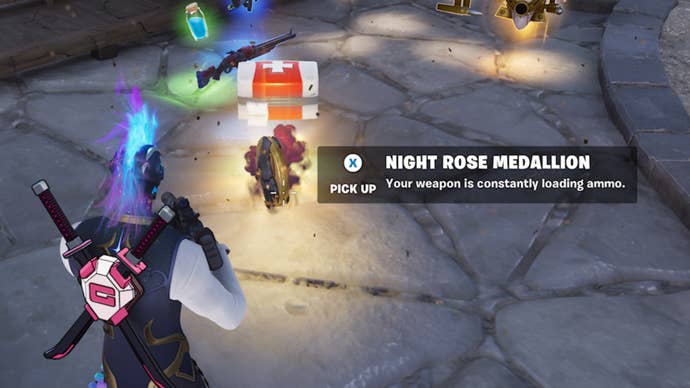 fortnite night rose medallion reward on ground loot