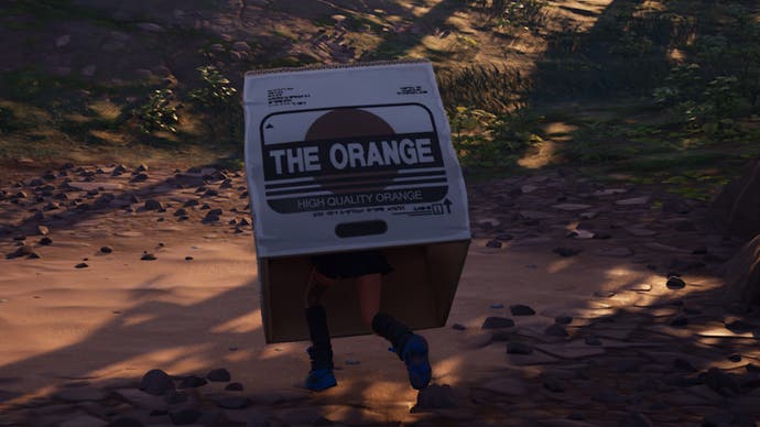 fortnite player hiding in orange box