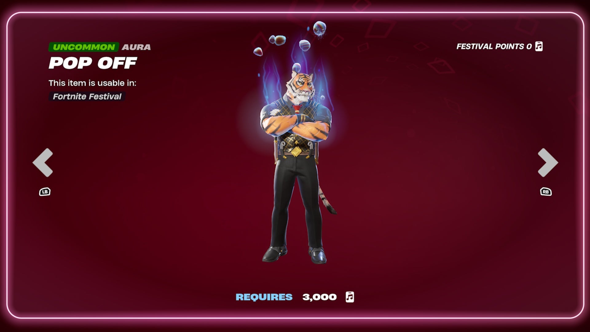 A purple aura is oozing upwards from a stoic tiger standing on a deep red background.