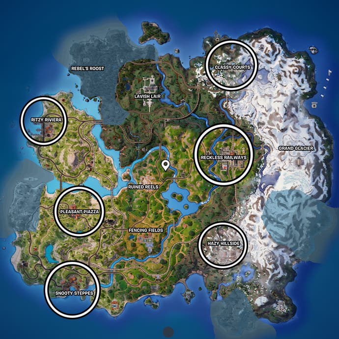 fortnite sewer pipe tmnt locations circled on map