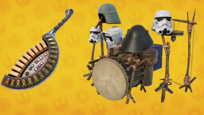 fortnite star wars event 2024 shop items Endorian Drum kit and Nalargon Keytar