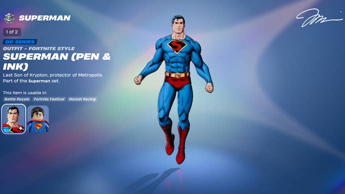 fortnite superman pen and ink skin battle pass reward