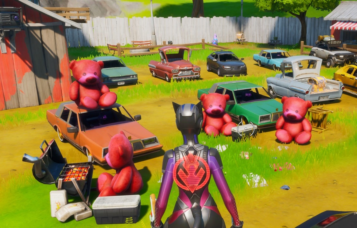 Fortnite Season 2 Carry a giant pink teddy bear found in Risky Reels 100 meters VG247