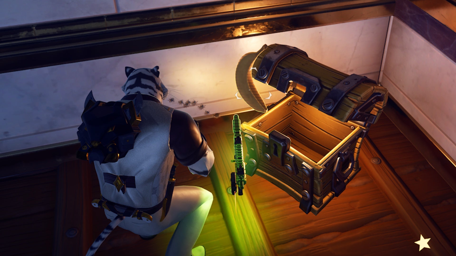 fortnite white tiger by open chest plus banana of the gods