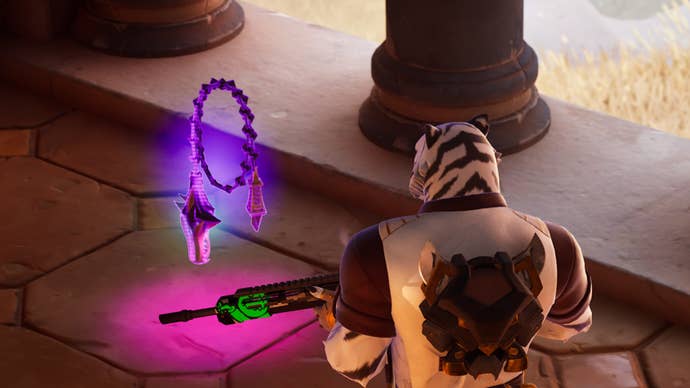 fortnite white tiger player facing chains of hades ground loot