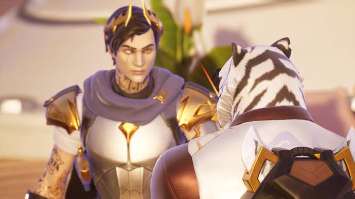 fortnite white tiger player facing midas