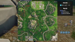 Fortnite: Search between a Gas Station, Soccer Pitch, and Stunt Mountain location