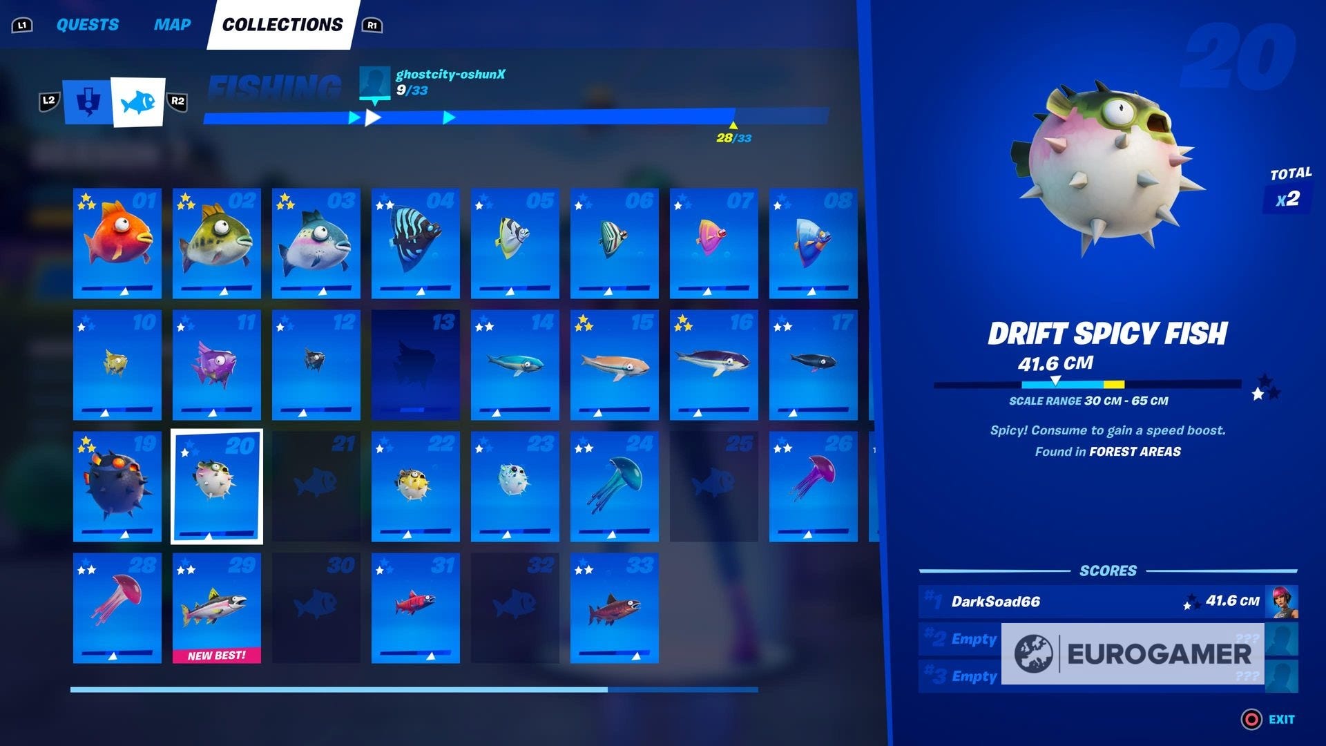 Fn Fish Fortnite Fish Collection locations - Where to find all 33 fishes and ...