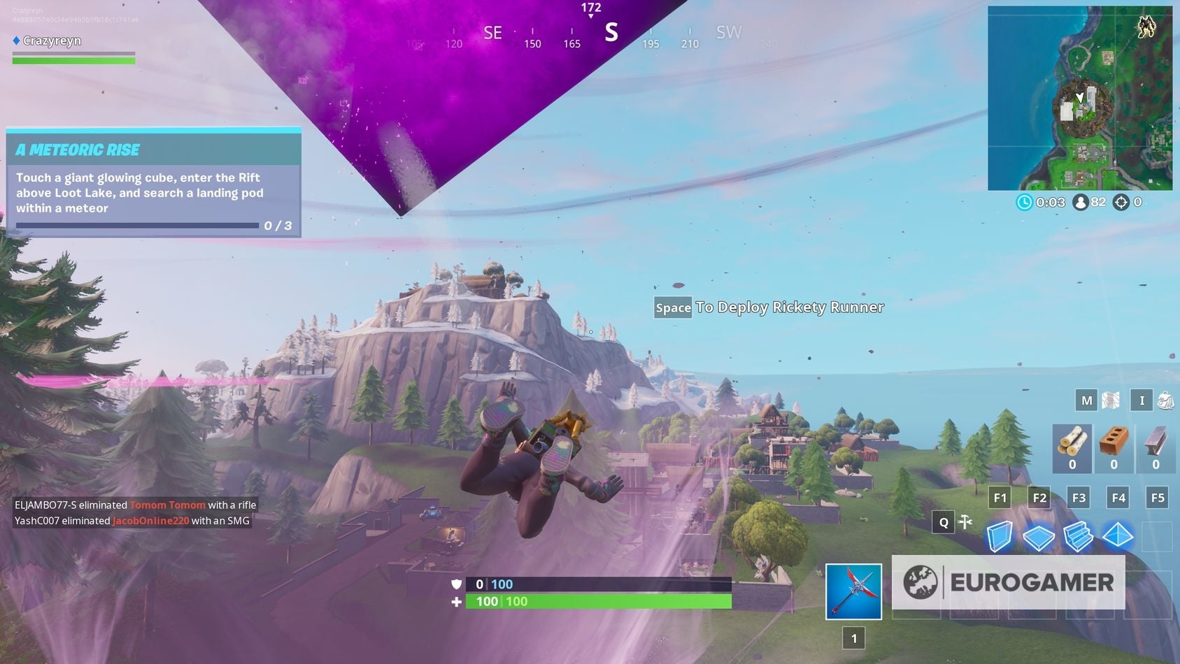 Fortnite - Touch a giant glowing cube, enter the Rift above Loot Lake ...