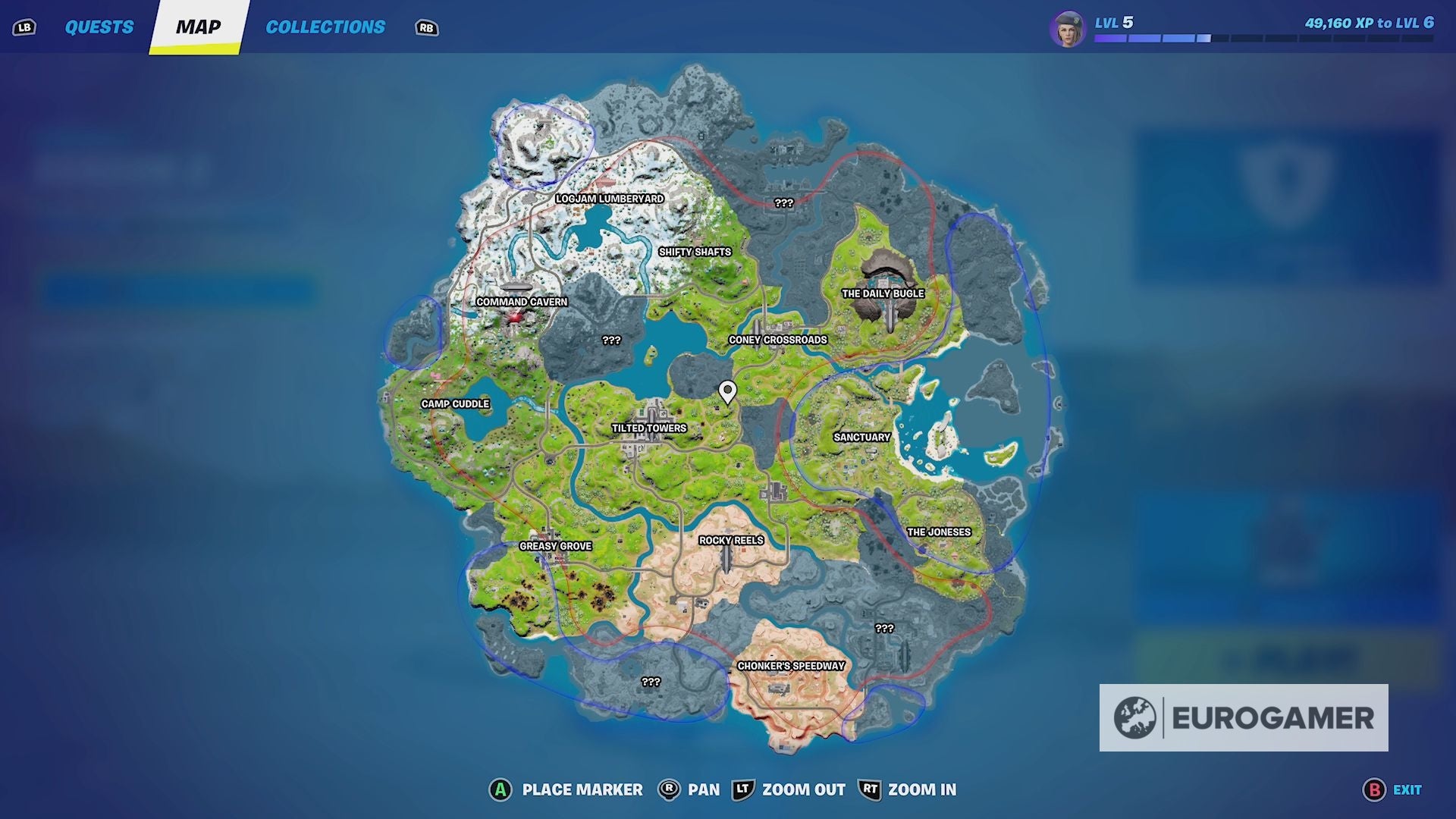 O que são as linhas vermelhas e azuis no mapa do Fortnite? | Eurogamer.pt