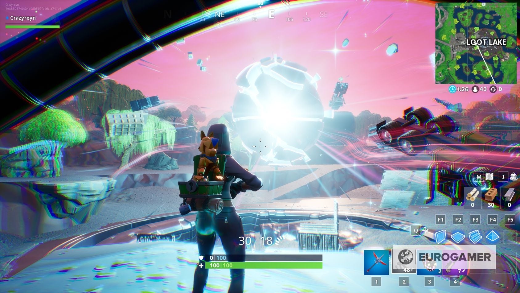 Fortnite - Touch a giant glowing cube, enter the Rift above Loot Lake ...