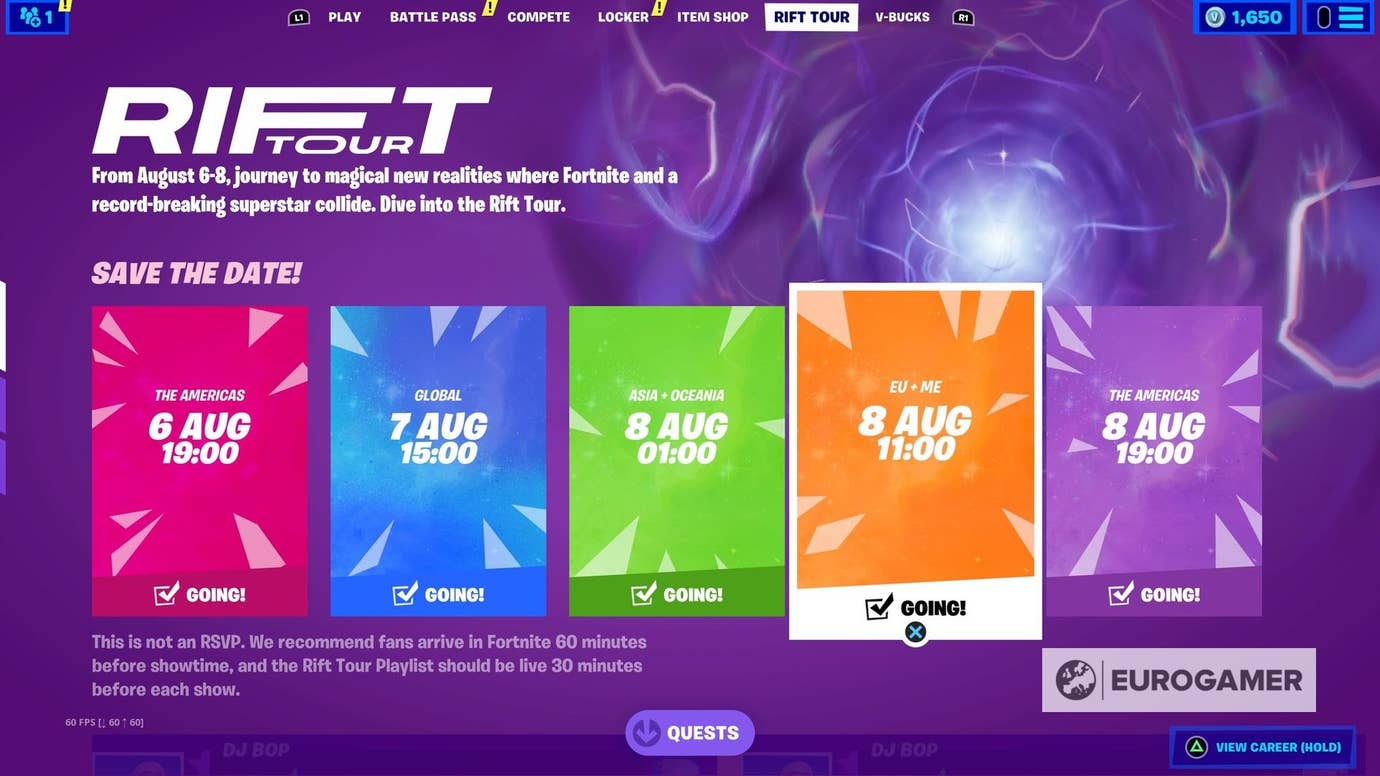 Fortnite Rift Tour Ariana Grande concert, Save the Date times, timer ...