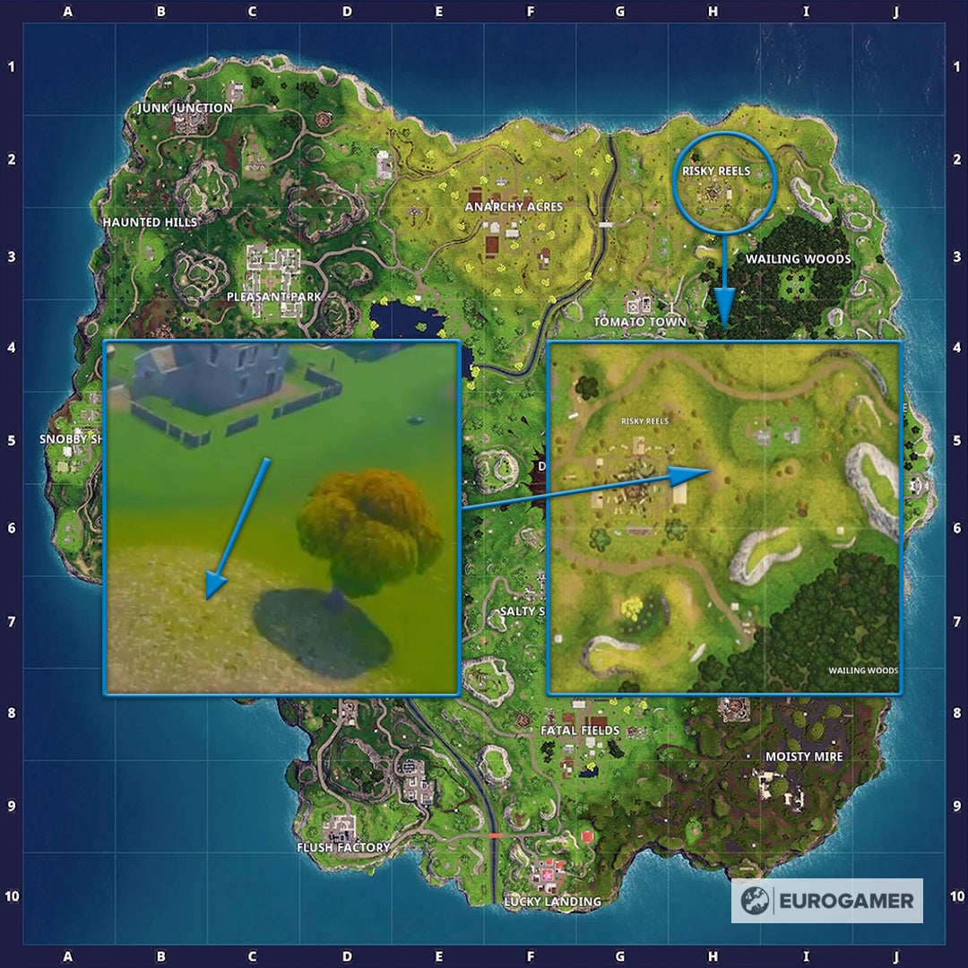 Fortnite (Kapitel 1) Suche zwischen einer Vogelscheuche Eurogamer.de