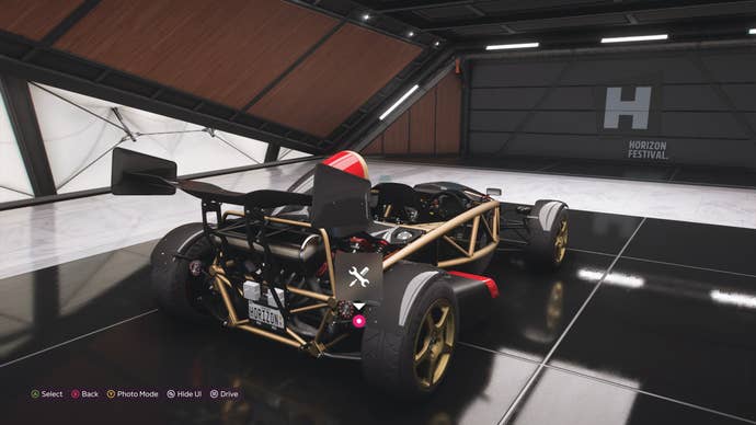 An Ariel Atom in Forza Horizon 5’s Forza Vista mode, with ray traced reflections switched off.