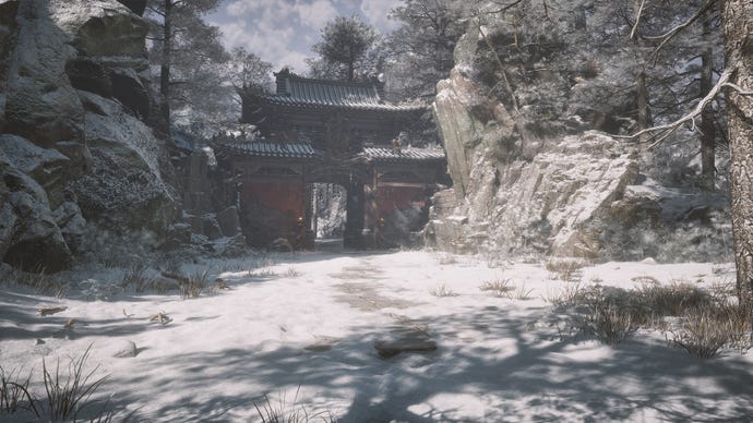 A gatehouse in Black Myth Wukong.