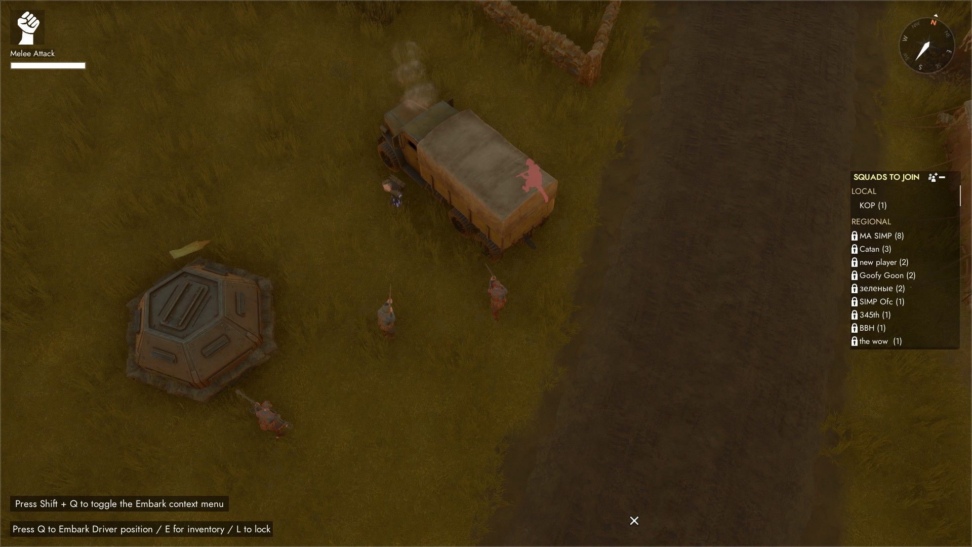 The player surrenders to four Wardens, after abandoning his truck. - 13