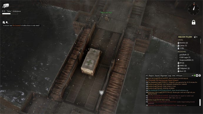 The player drives an ambulance across a bridge.