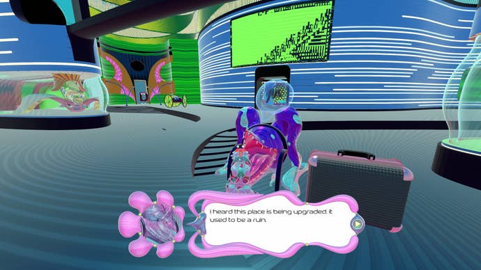 Exploring a 90s CGI-style space station in a screenshot from Fragrance Point’s Steam Next Fest demo.