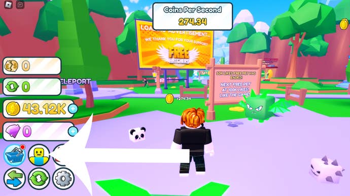 Image showing the button players need to press to redeem a code in Roblox game Free Hatchers.