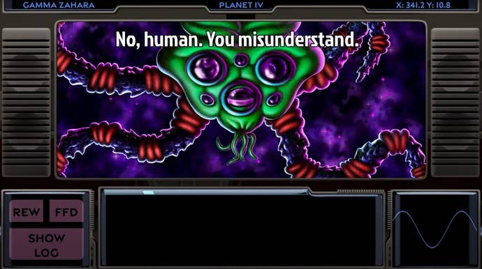 An alien says “No, human. You misunderstand.” in the sequel to Star Control 2.