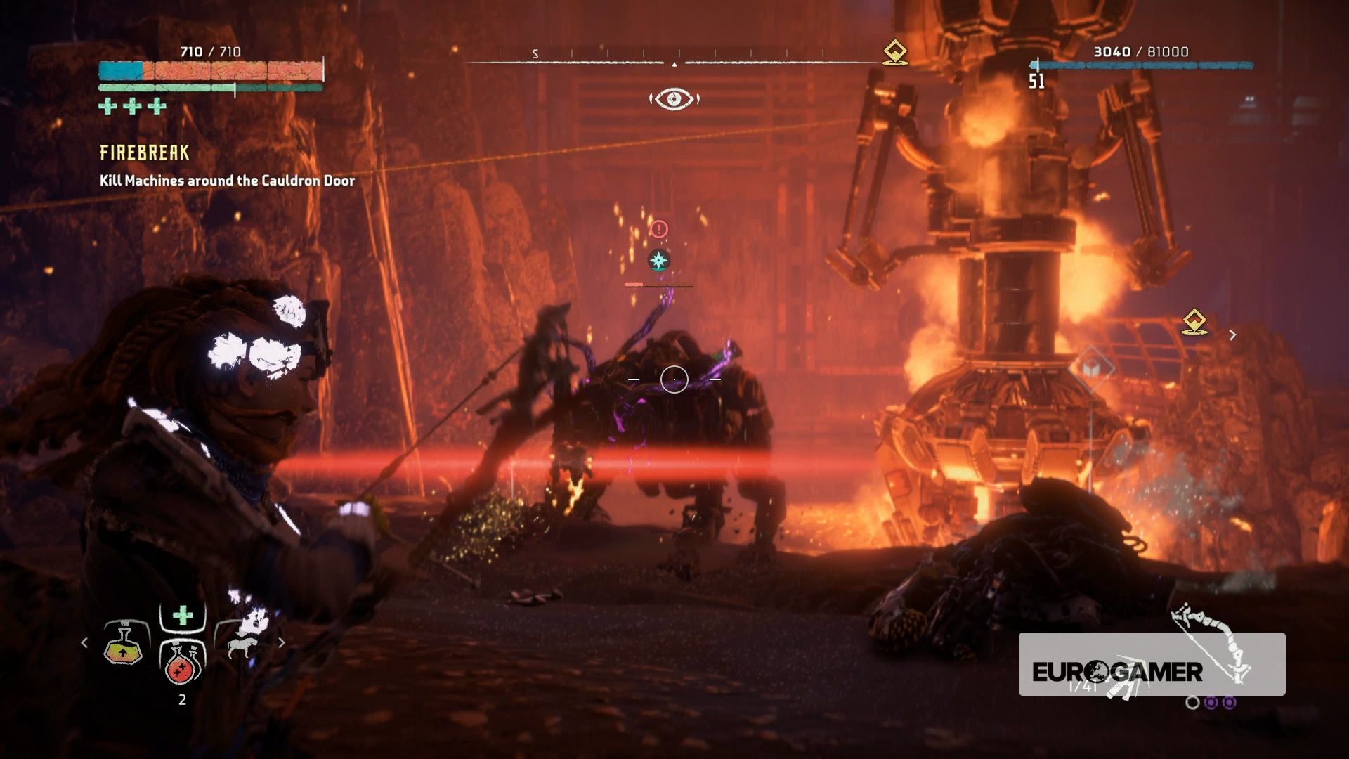 Horizon Frozen Wilds - Firebreak, defeat the Daemonic Thunderjaw