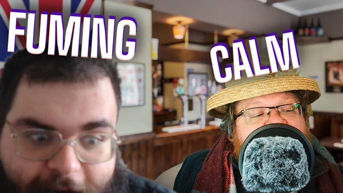 Jim and Connor having emotions in a British Pub