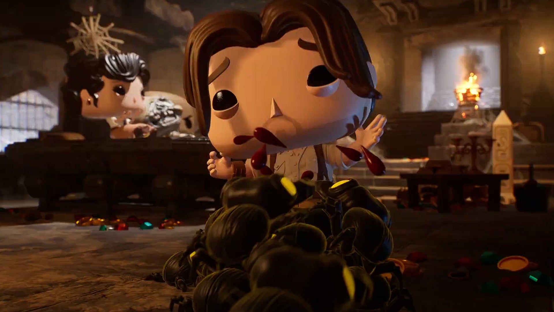 A Funko Pop-ified Rick Dalton from The Mummy is consumed by a pile of scarab beetles in Funko Fusion - 1
