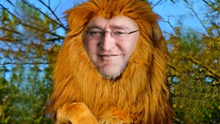 A big lion, but with the face of Gabe Newell