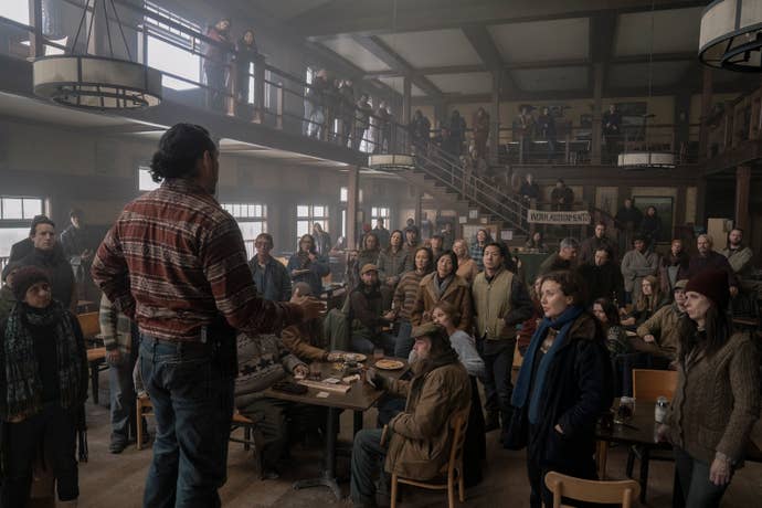 gabriel-luna as Tommy instructs the residents of Jackson on what to do if infected attack