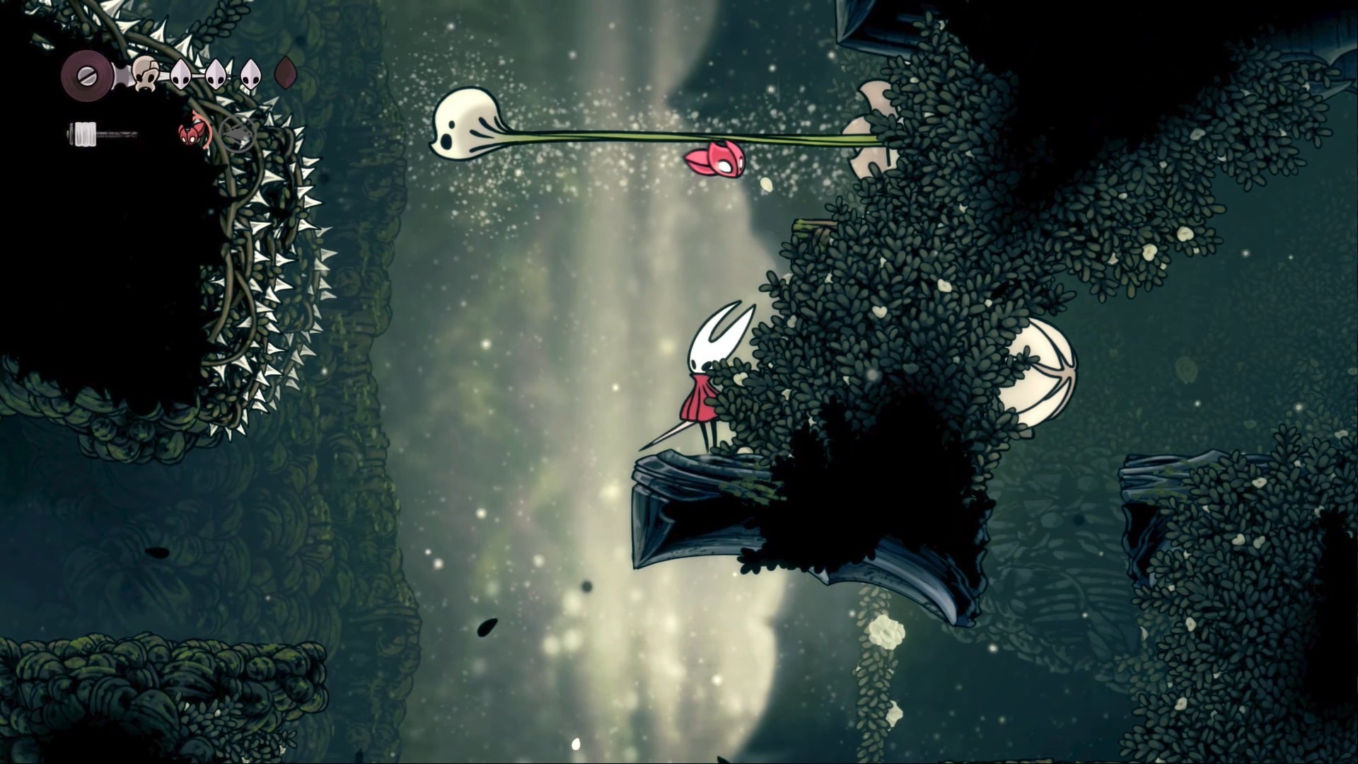 Hornet stands beneath a Gahlia that extends its long neck outwards in Hollow Knight: Silksong. - 10
