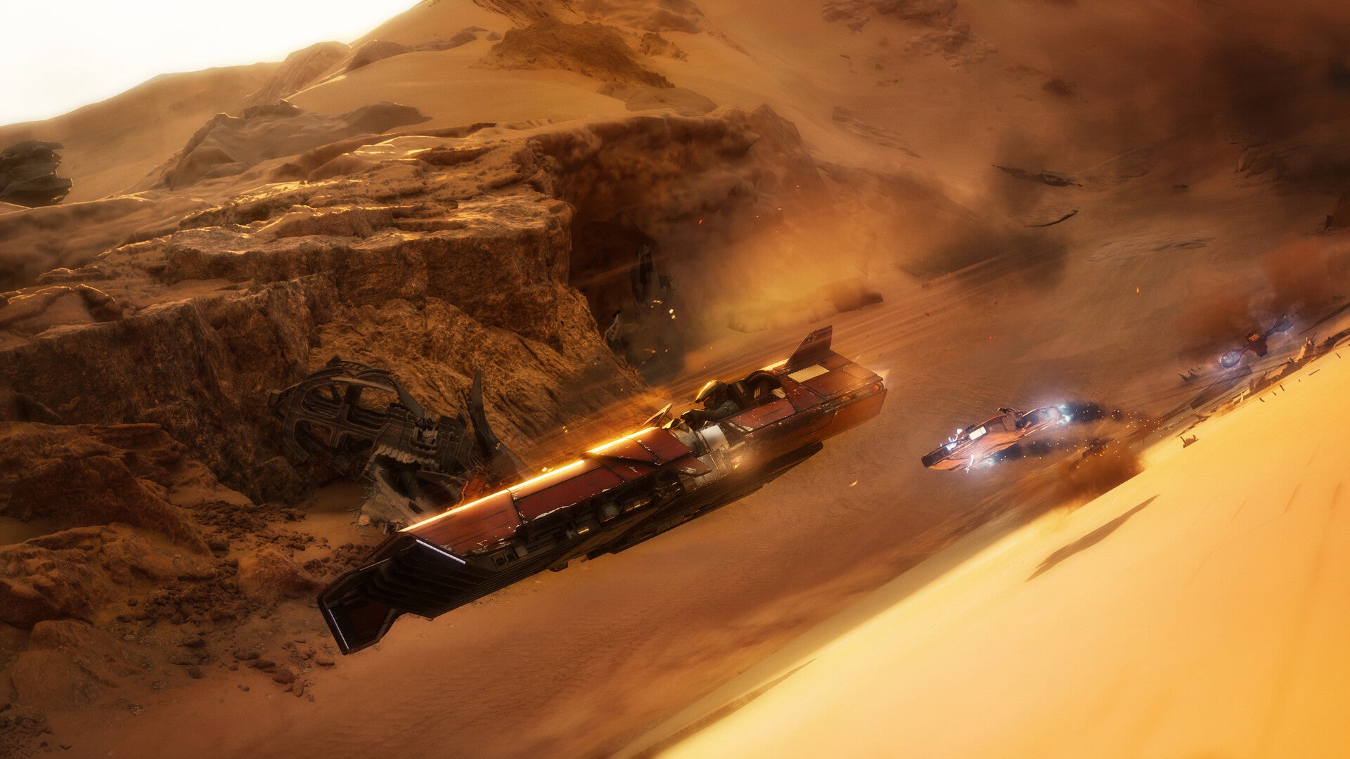 Star Wars Galactic Racer bike riding with crash behind him.