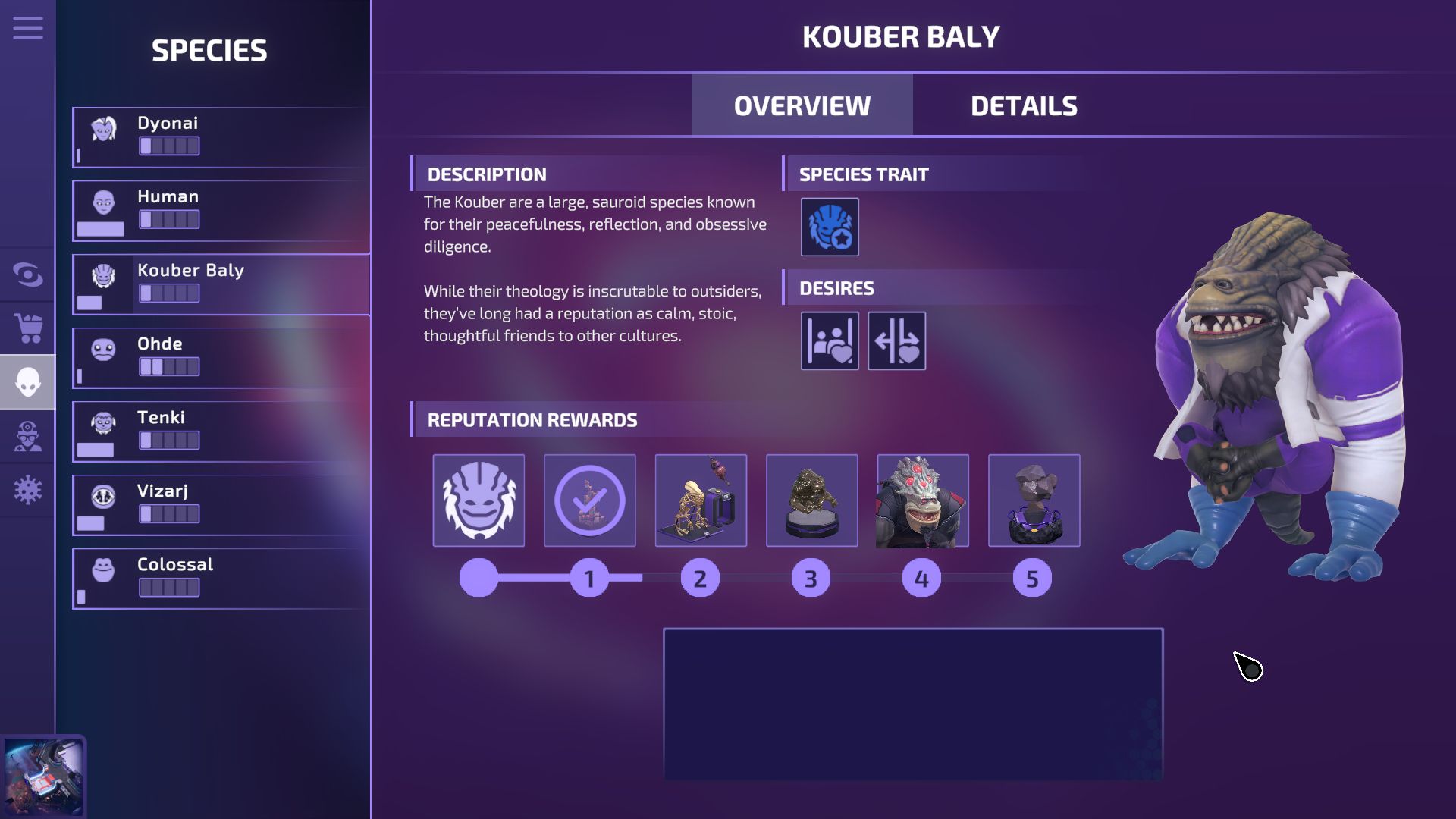 An info screen about one of the alien species in Galacticare - 4