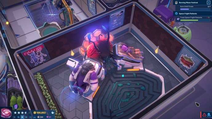 A treatment room in Galacticare where a psychic space clam reads the patient’s mind