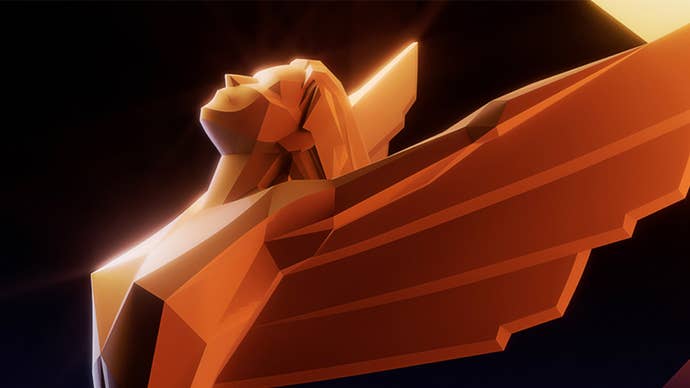 Key art for The Game Awards 2023 showing a close-up of one of the TGA awards that’s presented to winners.