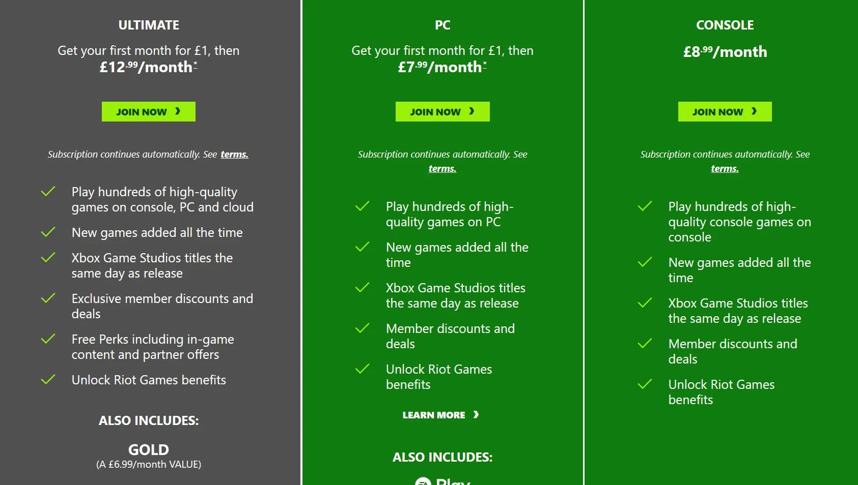 An image of the previous Xbox Game Pass £1 trial offer.