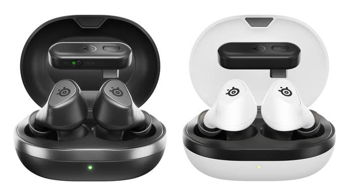 steelseries arctis gamebuds in white and black