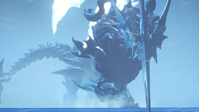 A huge four-legged, ice monster from Granblue Fantasy: Relink.