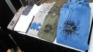 First shots from GDC showfloor show t-shirts, coffee flasks
