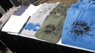 First shots from GDC showfloor show t-shirts, coffee flasks