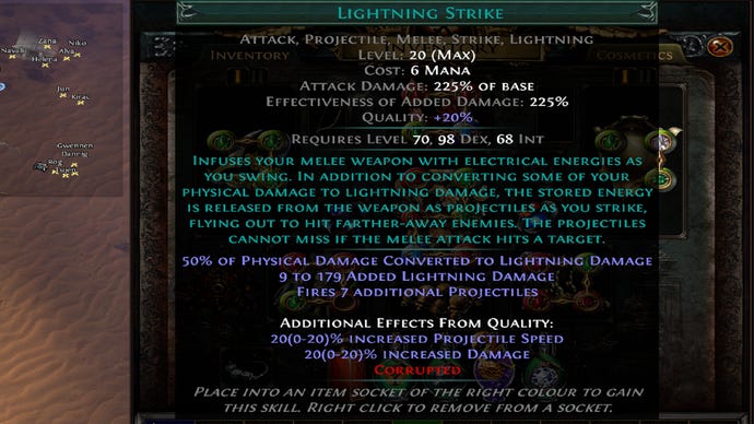 An example of gem tags in Path of Exile