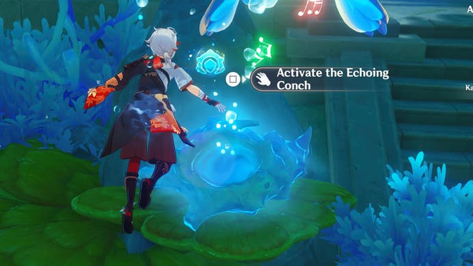 Interacting with an Echoing Conch shows you possible puzzles and treasures